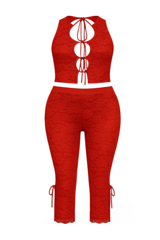 CLARA Cutout Lace-Up Top & Capri Pants Set