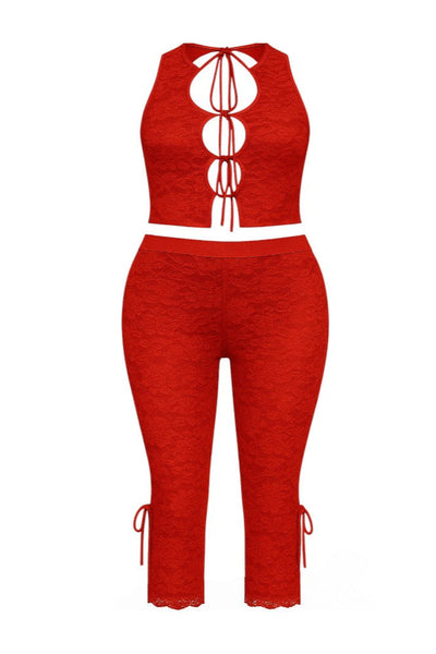 CLARA Cutout Lace-Up Top & Capri Pants Set