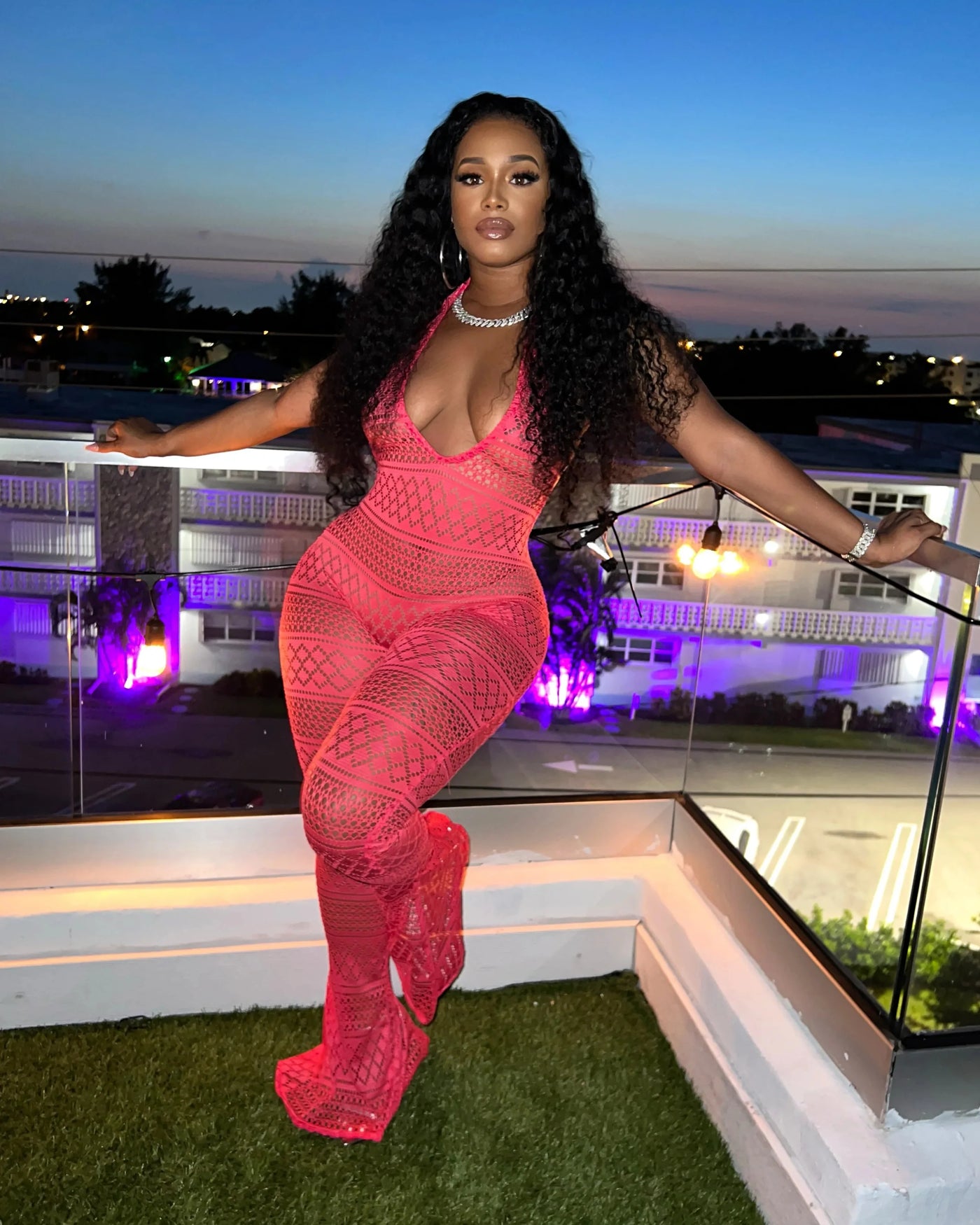 SARI Patterned Flare Jumpsuit