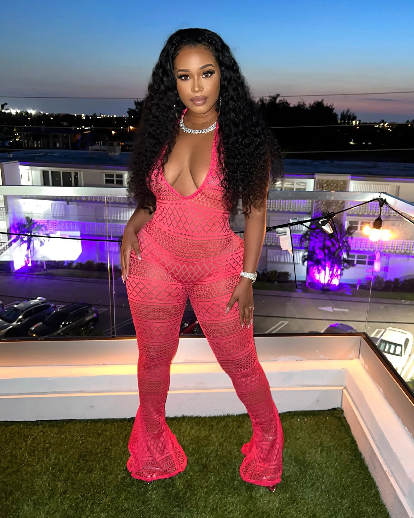 SARI Patterned Flare Jumpsuit