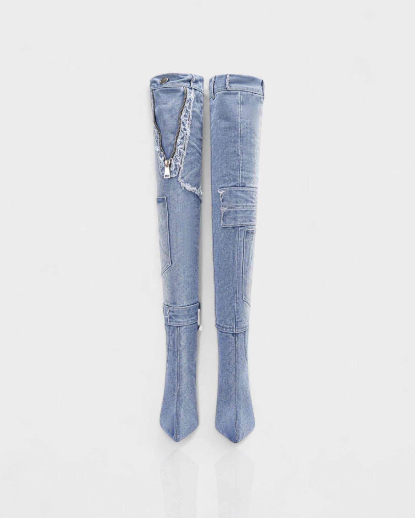 KACY Denim High-Rise Stiletto Boots