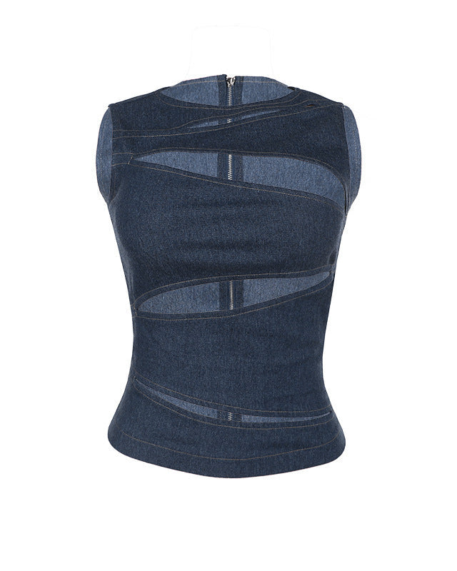 DINA Denim Cutout Top