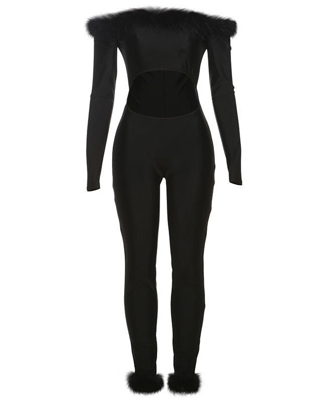 RAELYN Feather Trimmed Jumpsuit