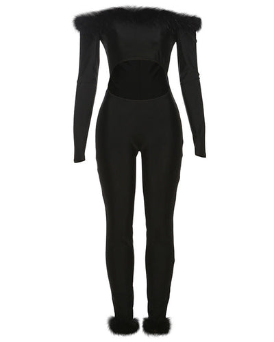 RAELYN Feather Trimmed Jumpsuit