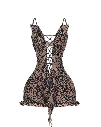 NYLA Leopard Velvet Ruffle Romper