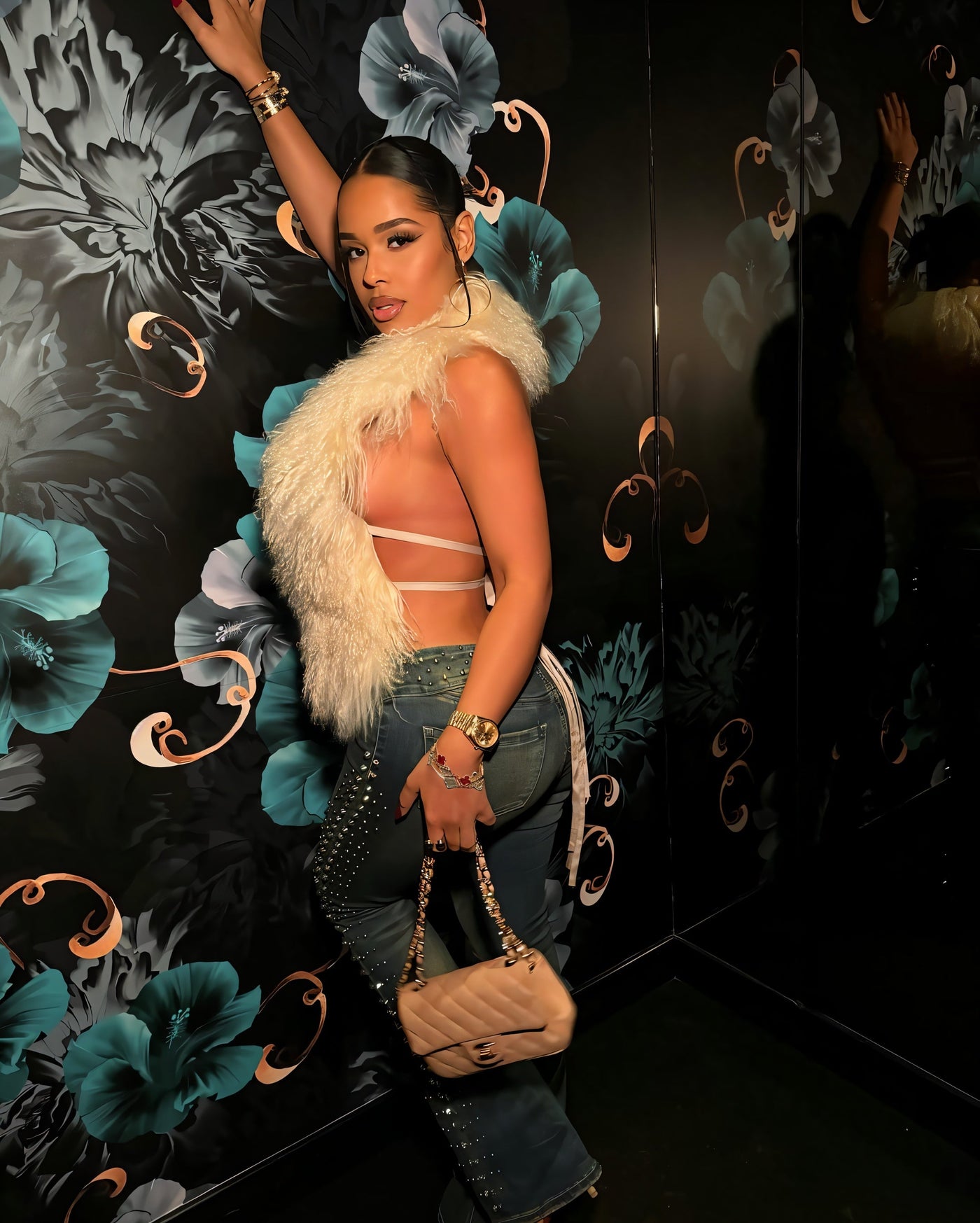 KAREYA Faux Fur Vest Top