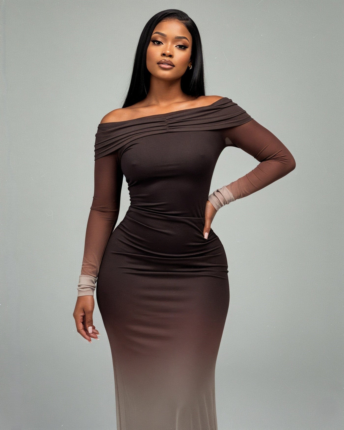 TANYA Off-shoulder Long Sleeve Maxi Dress