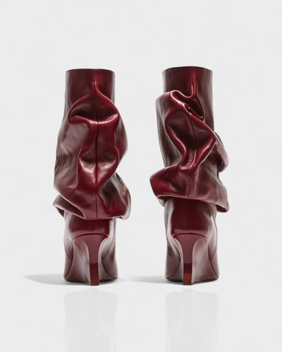 IRELLE Slouchy Faux Leather Pointed Wedge Heel Boots