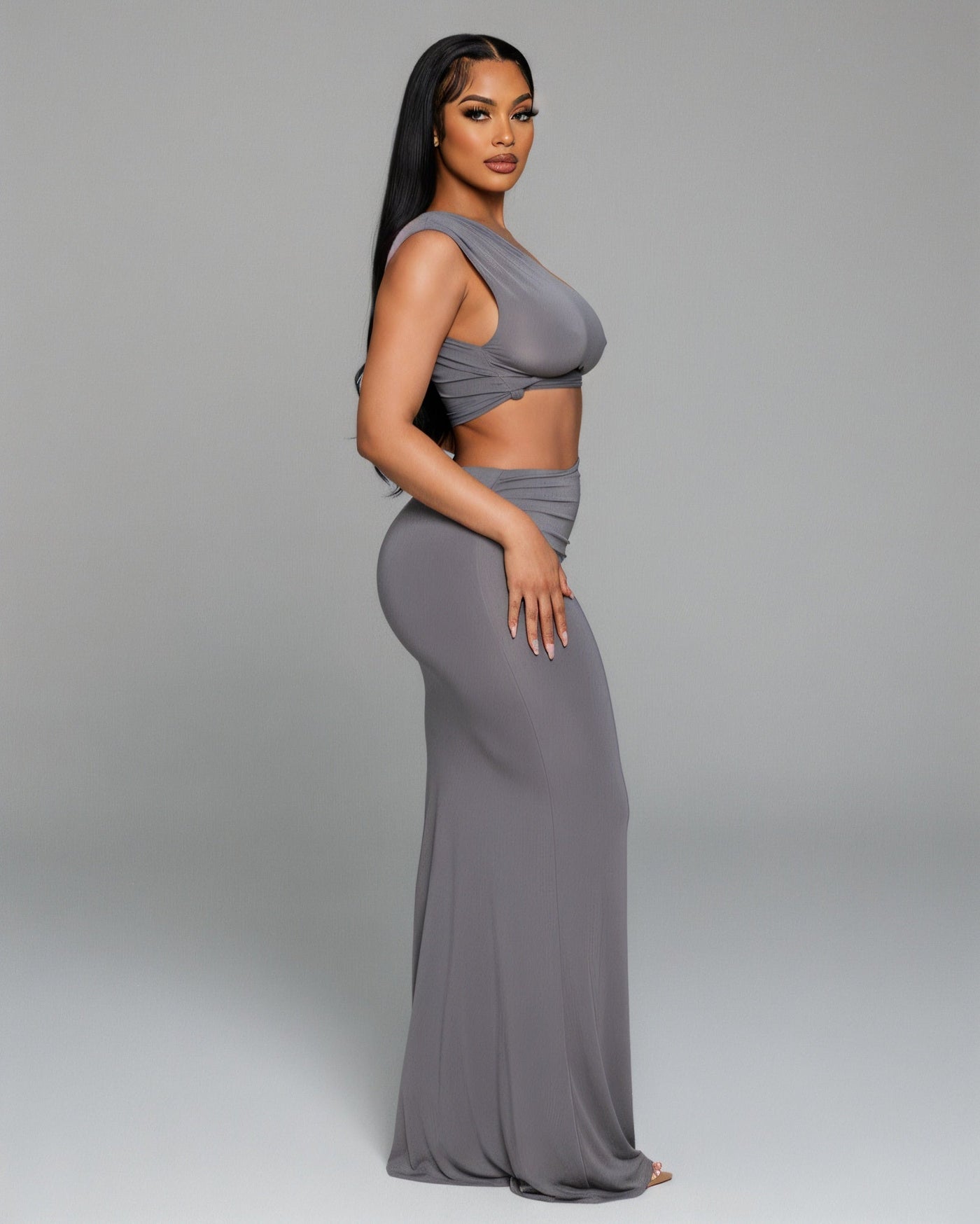 FRANCESCA Oblique Tube Top & Maxi Skirt Set