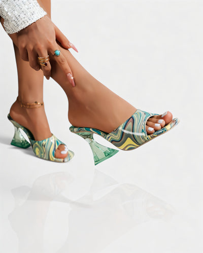 ORELIA Contrast Peep Toe Heels Sandals