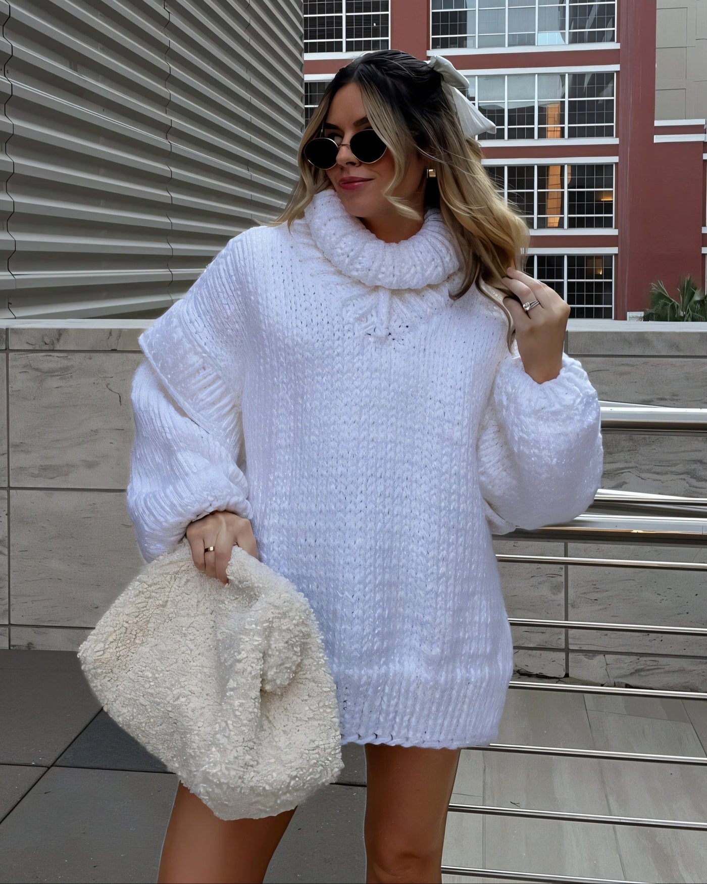 NARLA Fluffy Long Sleeve Turtleneck Sweater