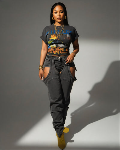 NAMI Distressed Denim Chaps Pants