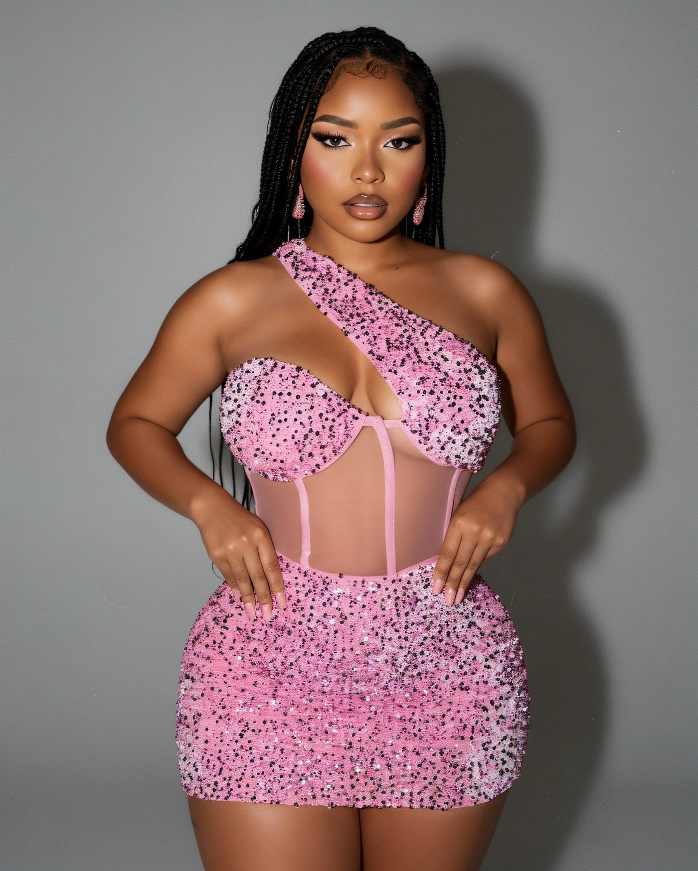 SARA One-shoulder Sequin Mini Dress