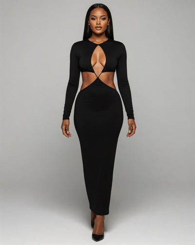 PARKER Long Sleeve Cut-out Maxi Dress