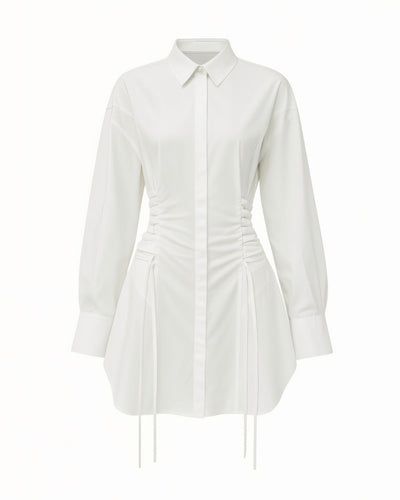 ALEXANDRA Corset Waist Button-Up Shirt Dress