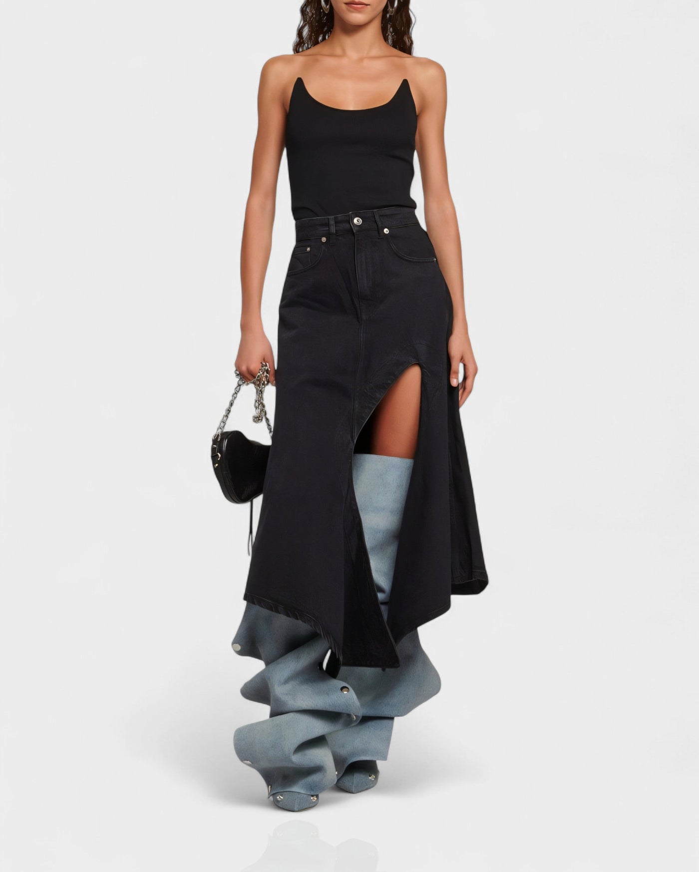 KIVARA Stiletto Heel Fold-Over Rivet Knee-High Boots