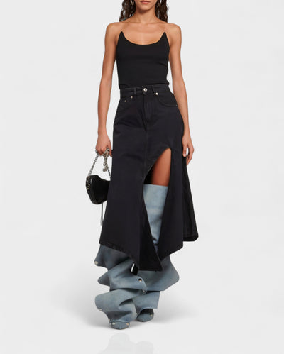 KIVARA Stiletto Heel Fold-Over Rivet Knee-High Boots