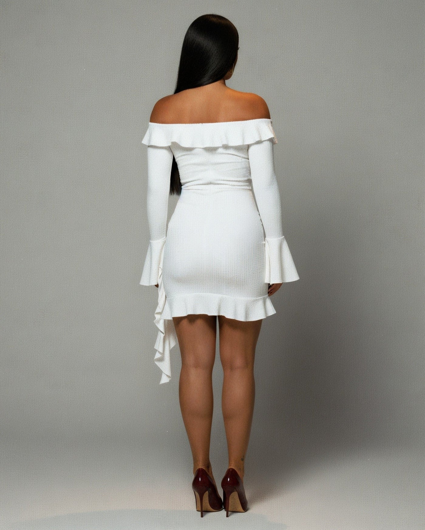 JANINE Ruffled Off Shoulder Mini Dress