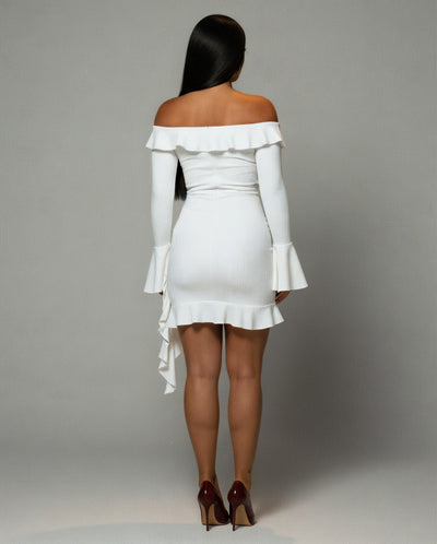 JANINE Ruffled Off Shoulder Mini Dress