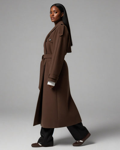 HATICE Belted Wool Trench Coat