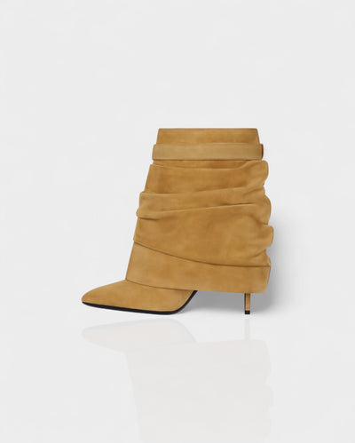 HALINA Padlock Slouch Stiletto Ankle Boots