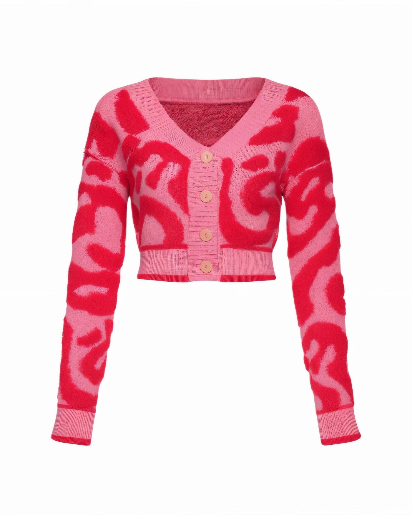 JAYA Cropped Abstract Print Knit Cardigan