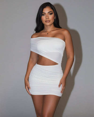 ANGELINA Asymmetric Strapless Mini Dress