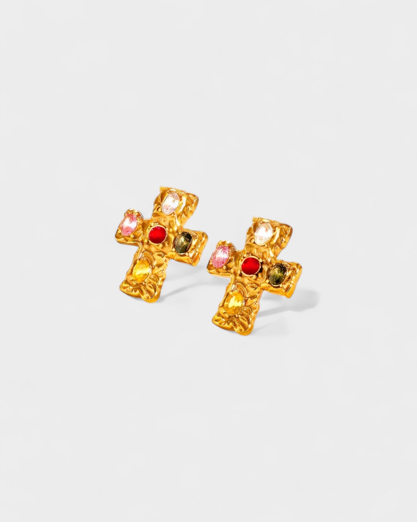 MAINE Multi-Stone Cross Stud Earrings