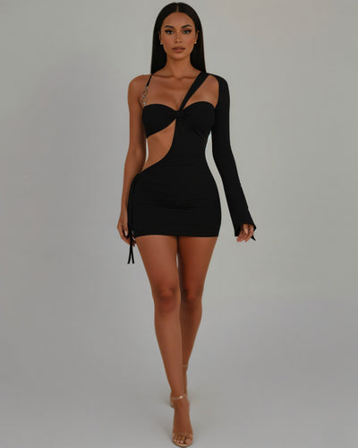 CAPRI One-Shoulder Cut-Out Bodycon Mini Dress