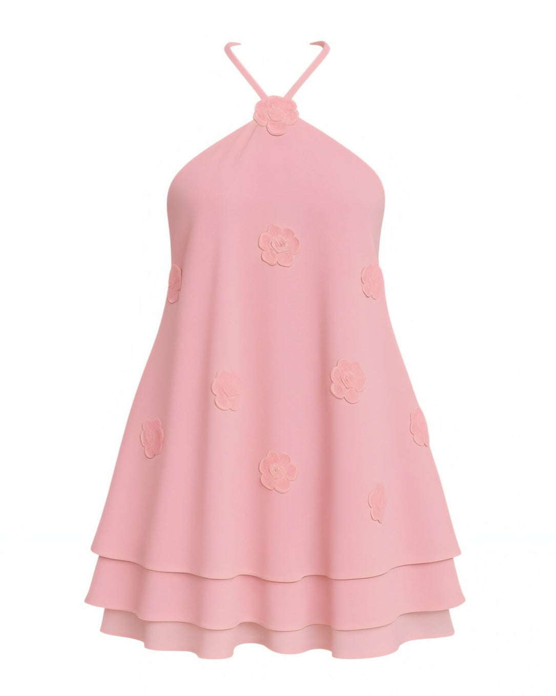 EMELIYA 3D Flower Halter Mini dress