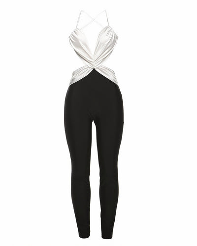 NIANA Satin Twist Cutout Jumpsuit