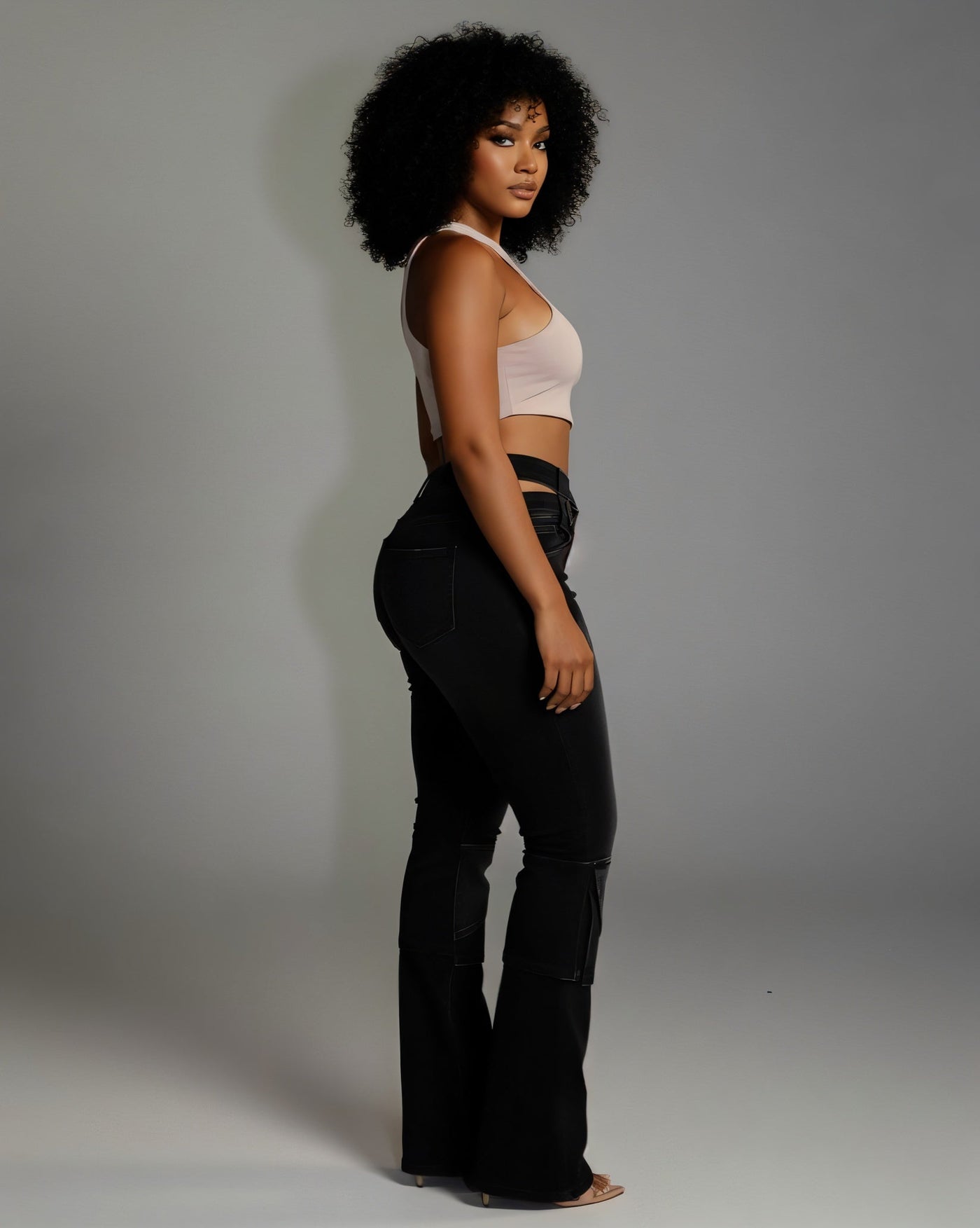 HAZE Denim Criss-Cross Waistband Cargo Pants