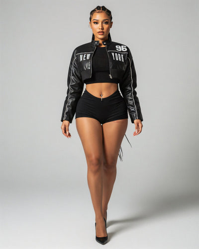 MARTA Cropped Faux Leather Jacket