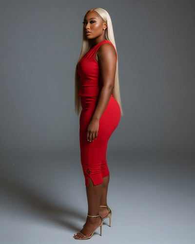 RAFAELA Cutout Keyhole Top & Capri Pant Set