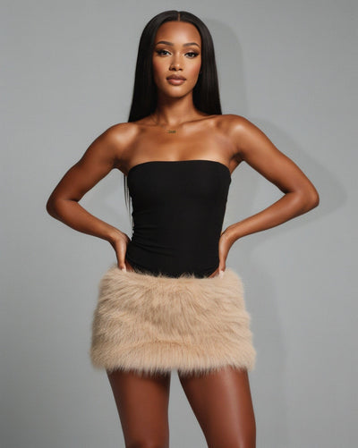 AYANA Plush Faux Fur Mini Skirt