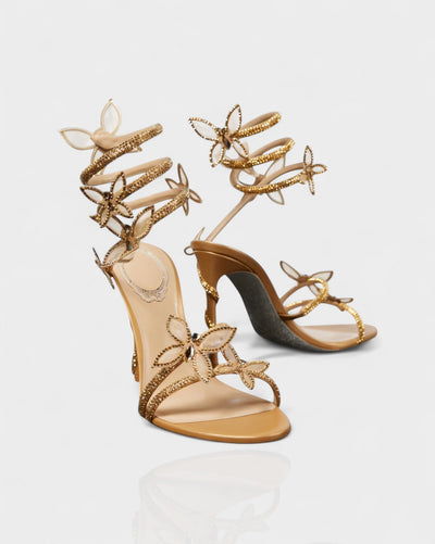 LYNA Crystal Butterfly Spiral High Heels