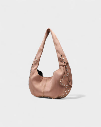 GELLA Heart Charm Studded Shoulder Bag