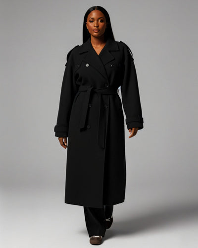 HATICE Belted Wool Trench Coat
