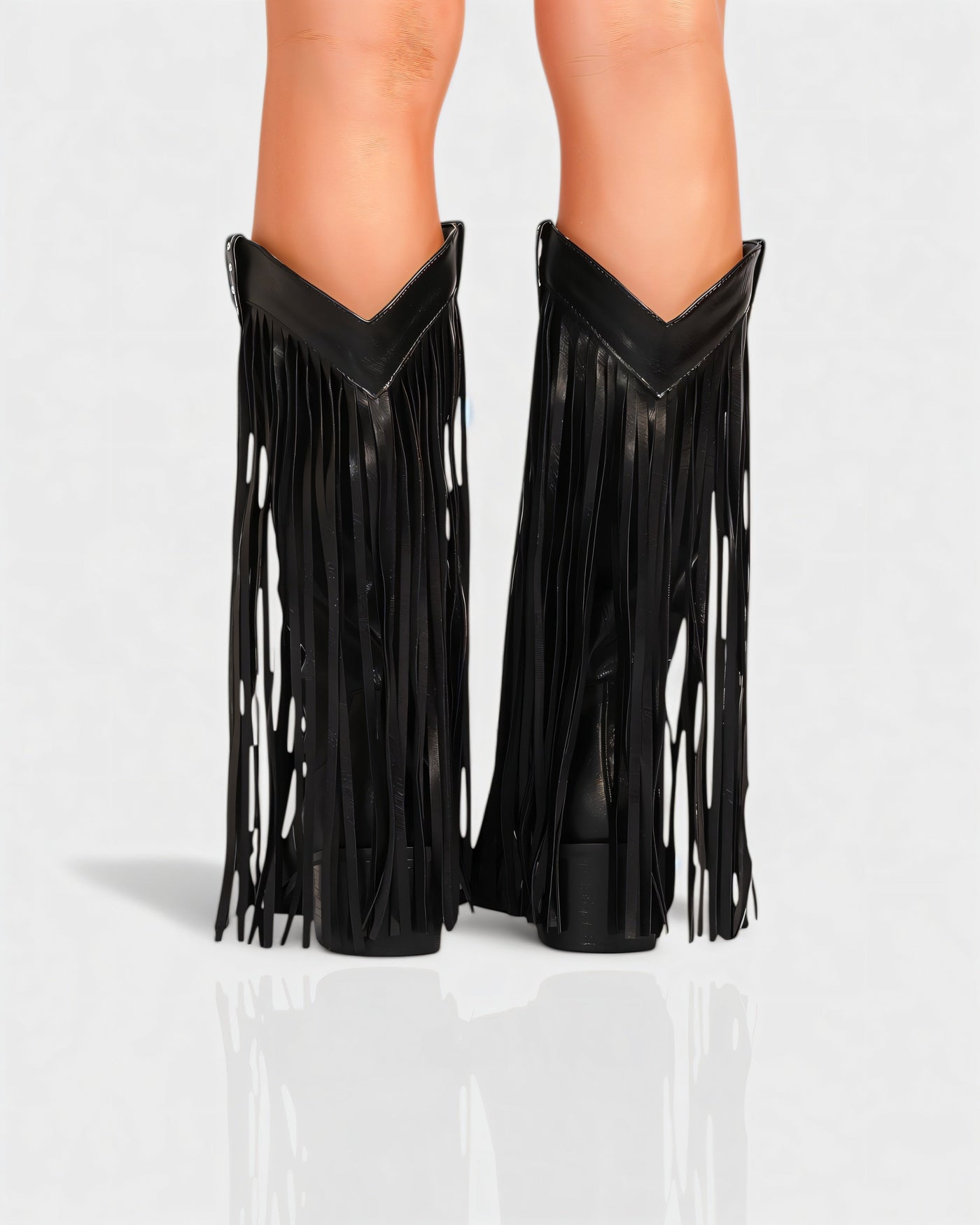 MITHENA Fringe Studded Cowboy Boots