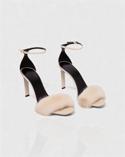 ILUNA Mink Fur Strap Heels