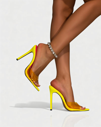 TRINNA Contrast Clear Strap Pointed Toe Heels