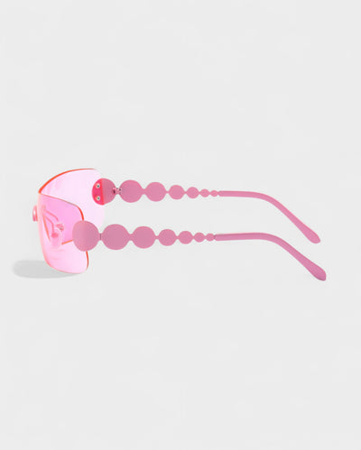 AMORA Circle Embellished Rimless Shield Sunglasses