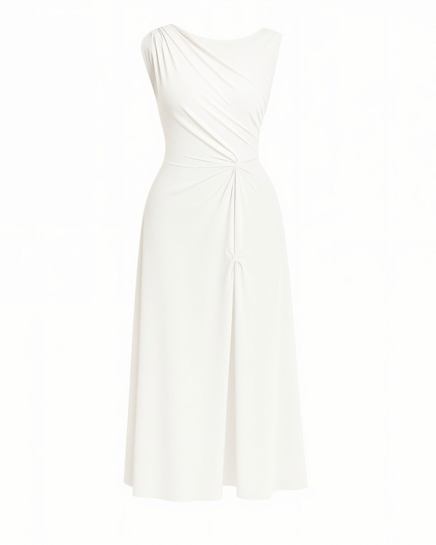 MIREN One-Shoulder Draped High Slit Maxi Dress