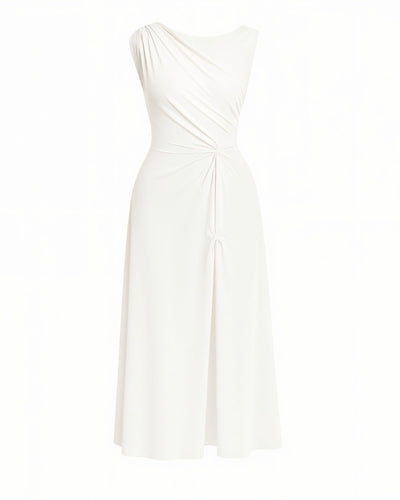 MIREN One-Shoulder Draped High Slit Maxi Dress