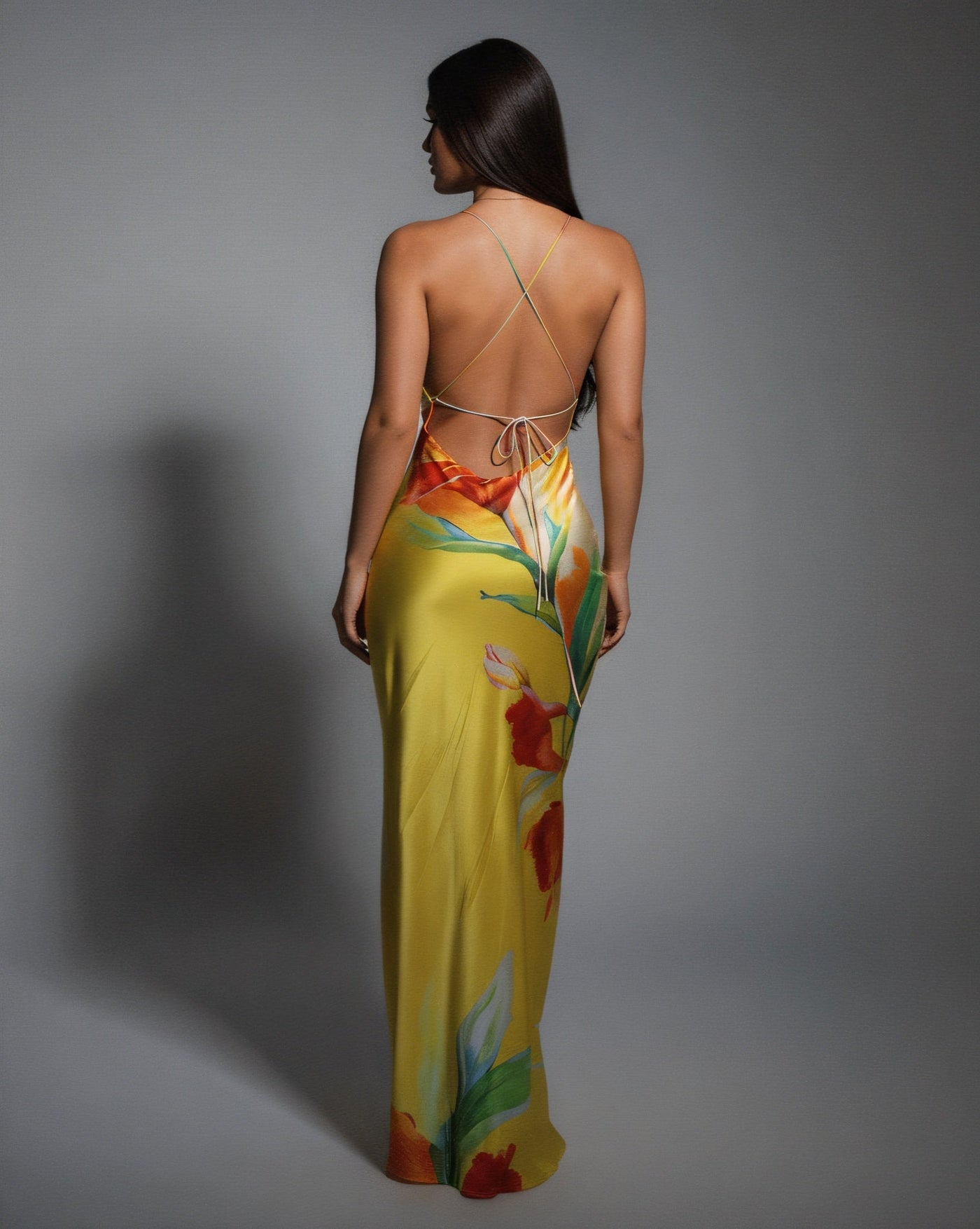 LUELLA Floral Print Backless Maxi Dress