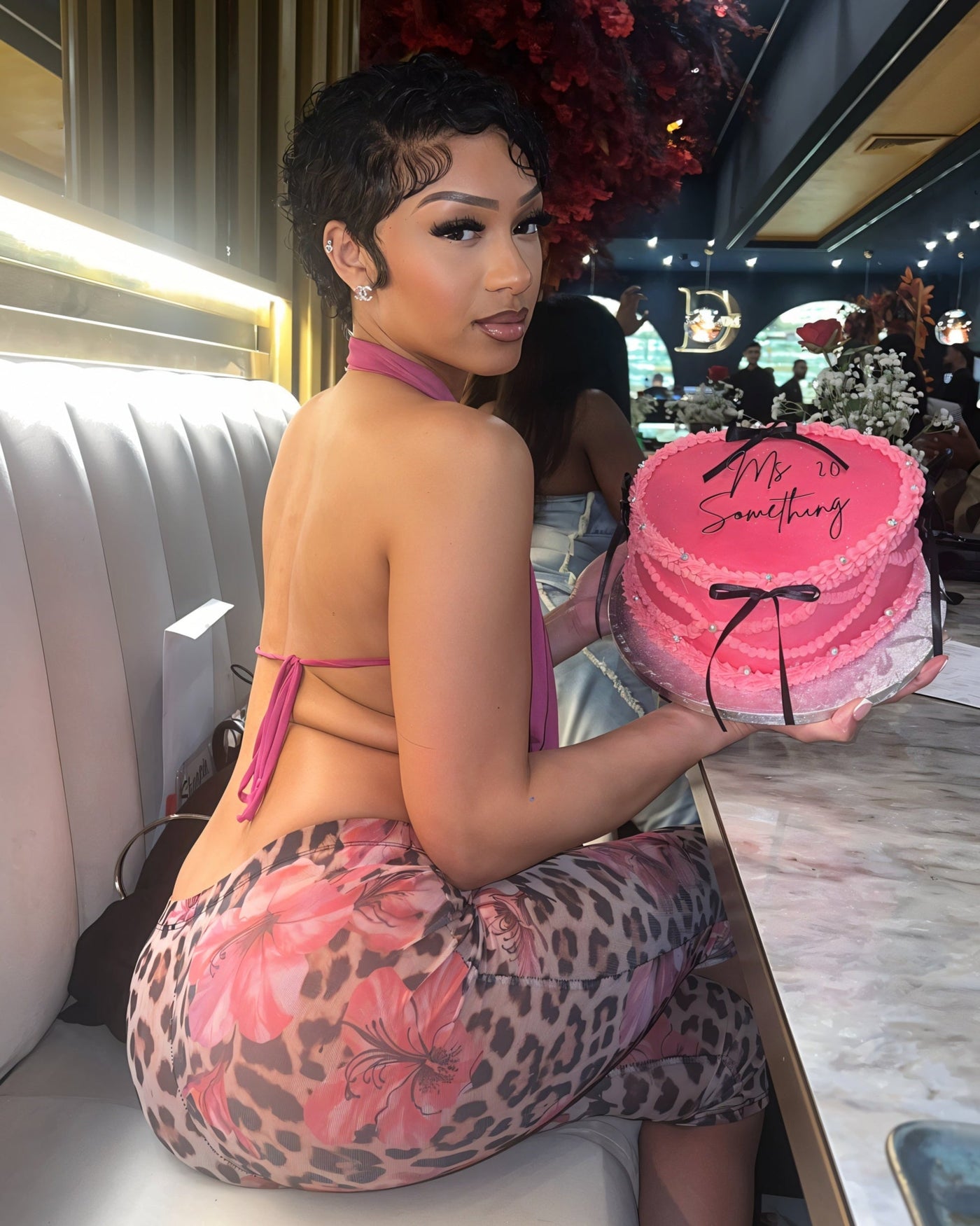 DENISE Plunge Halter Top & Capri Pants Set