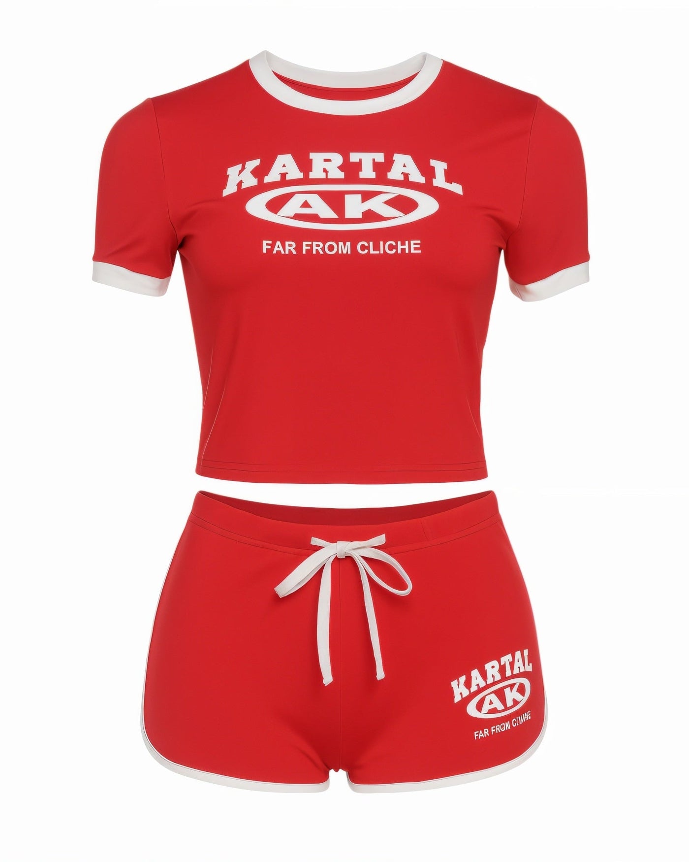 MERRYN Graphic Print Crop Top & Shorts Set