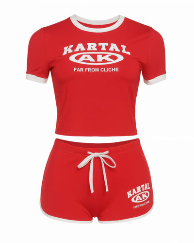 MERRYN Graphic Print Crop Top & Shorts Set