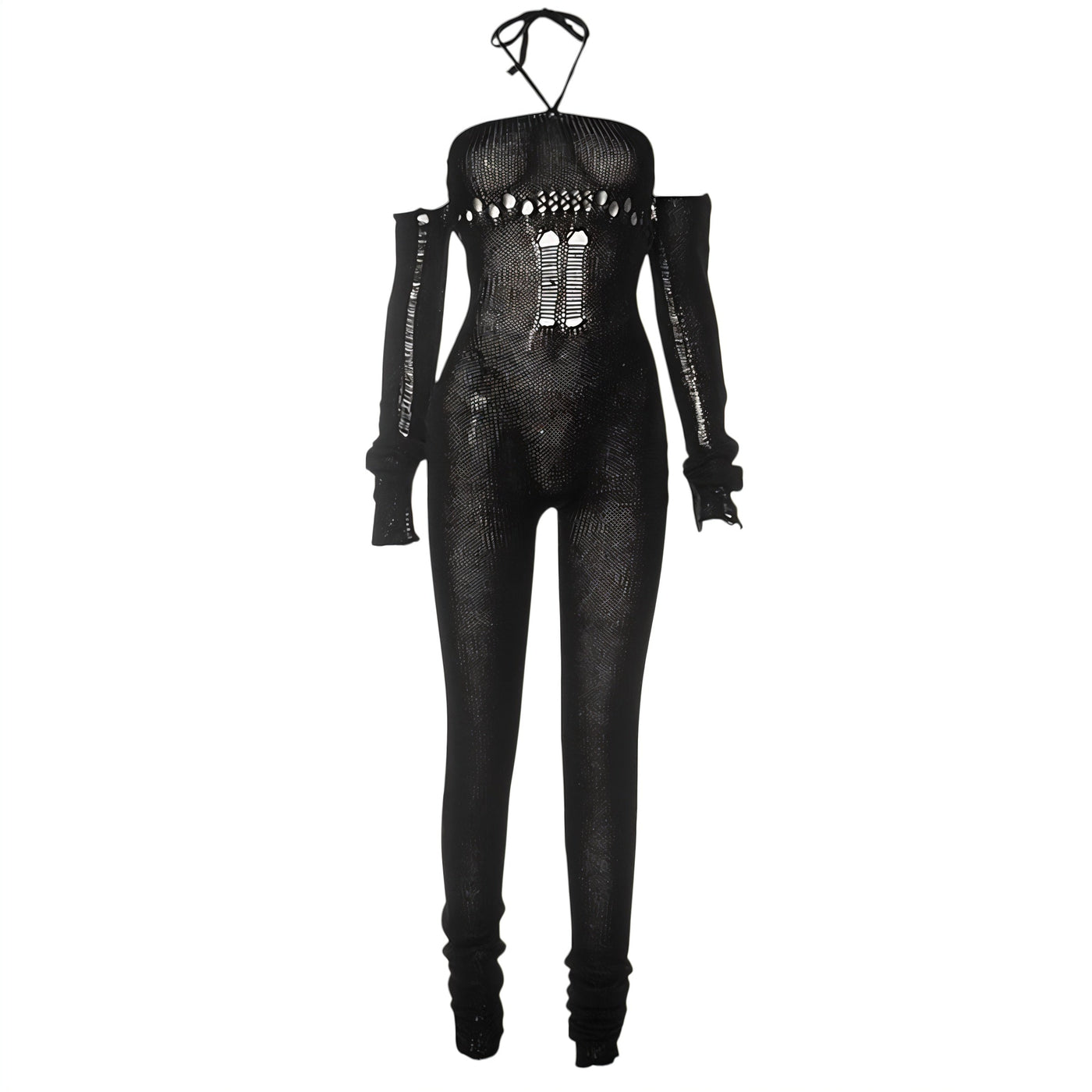 PALOMA Halter Neck Tie Knit Jumpsuit