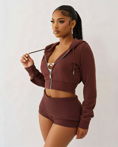 NARYA Cropped Hoodie & Mini Short Set